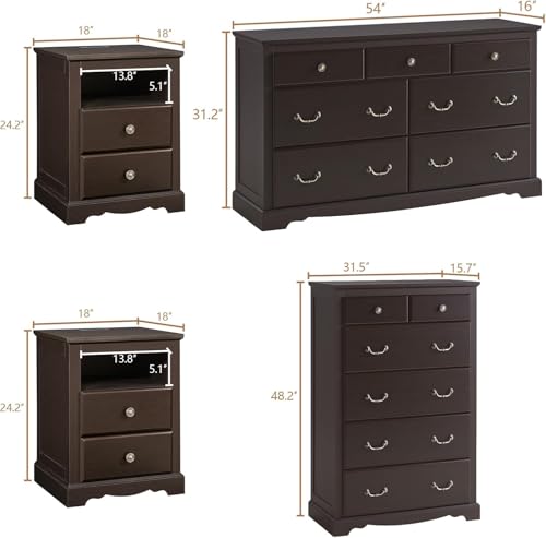 image for AMERLIFE Farmhouse 5 Pieces Bedroom Sets Includes Farmhouse King Size 
