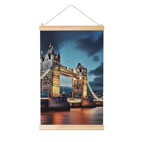 Peinture murale Tower Bridge sur toile de lin et cadre en bois noble