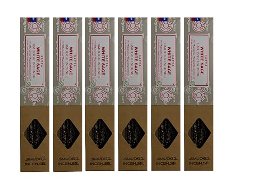 Image of Satya Smudge Incense Stick - Hand-Rolled Indian Masala Incense for Meditation, Yoga & Spiritual Cleansing Pack of 6 (Smudge White Sage)