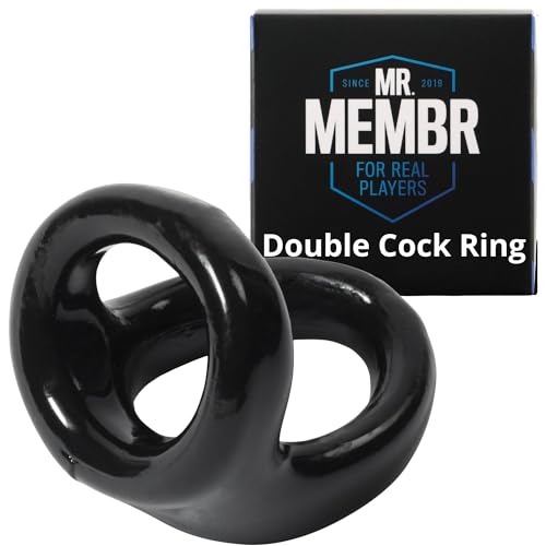 Mr. Membr Cock and Ball Ring by Sinful - Double Pleasure Penis Ring Men - COC Rings Male Enhancing Ring for Longer Lasting Erection - Mens Cock Toy in Stretchy Material - Men Pleasure Sex Toy - Black