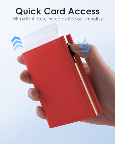 Image of QLD RFID Wallet for Women - Small Slim Trifold Wallet Anti-Theft Pop up Card Holder, Minimalist, Ultra Thin, Front Pocket, Premium Leather, 9-11 Cards Capacity | ID Window | Cash Slot