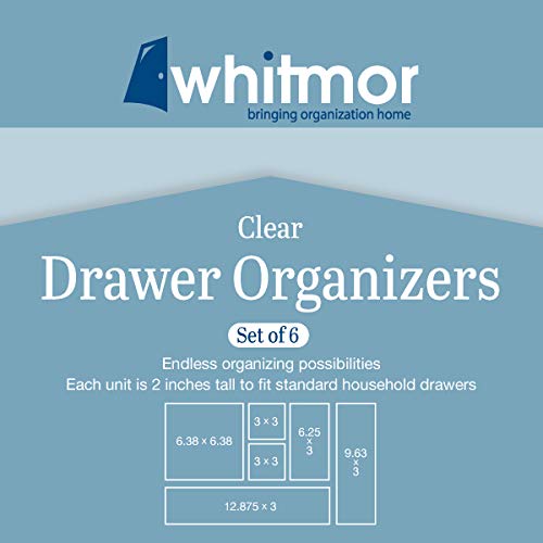 Image of Whitmor Clear-Set Includes 6 Individual Pieces Modular Drawer Organizers, Set of 6