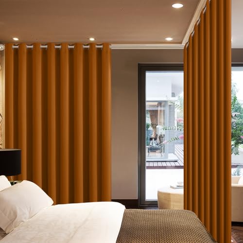 Yakamok Blackout Patio Curtains 100x84 Inches for Sliding Door Extral Wide Blackout Curtain Panels Thermal Insulated Room Divider - Grommet Top, 7' Tall by 8.3' Wide -Burnt Orange