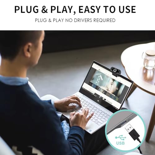 Image of HD 1080P Webcam Autofocus Web Camera Desktop with Mic, USB Webcam for Web-cast Conference Cam for PC Laptop Computer Online Meeting.(Black)
