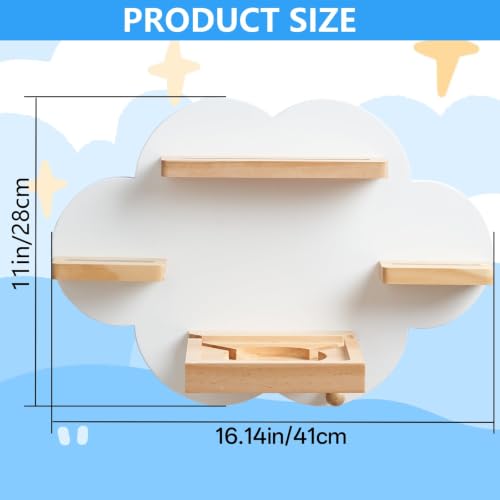 Image of White Cloud Tonie Storage,Wall Floating Shelf for TonieBox 1 /2 | Tonies Figures Tonies Storage,Magnetic Wooden Floating Shelves Compatible with 12-20 Player Character for Children's Room
