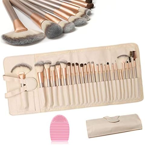 Set de Brochas de Maquillaje HEPAZ, 24 Piezas + 1 Huevo de Limpieza Cover