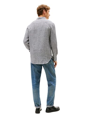 Image of Tommy Hilfiger Men's Long Sleeve Casual Linen Button Down Shirts in Regular Fit