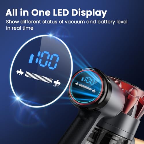 Image of UML0 S3P Cordless Vacuum Cleaner, 45kPa Powerful Suction Vacuum Cleaners for Home, 55-Min Runtime Rechargeable Stick Vacuum, Self-Standing, for Pet Hair Carpet Hard Floor, LED Display