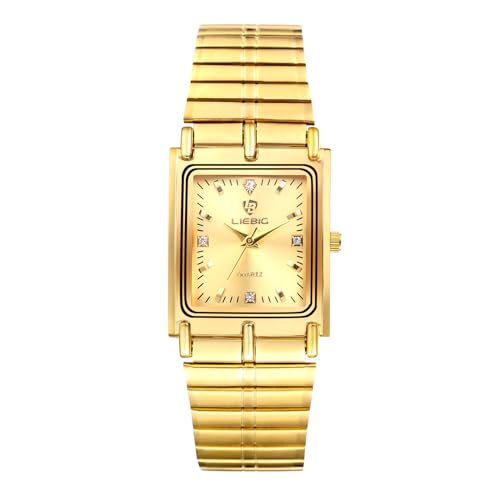 OIDEA Relojes Ultrafino Cuadrado Pareja: Reloj de Cuarzo Analógico Resistente al Agua para Hombre Correa de Acero Inoxidable Ajustable - para Ocio Negocios Regalos