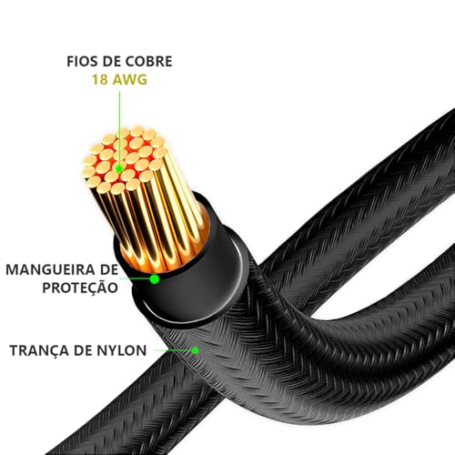 CABO SLEEVED PRETO EXTENSOR FONTE PARA CPU 4+4 = 8 PINOS, EPS 8PIN, EXTENSÃO DE ALIMENTAÇÃO