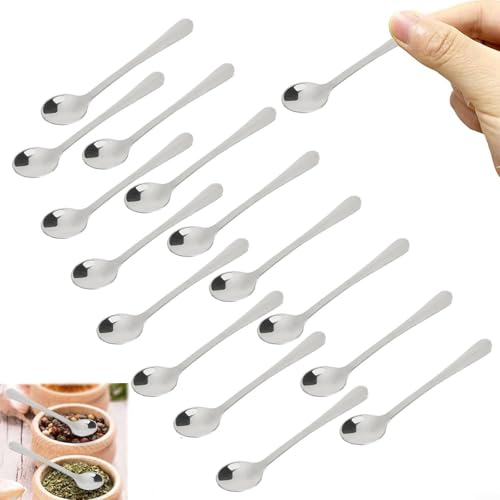 Cucharas pequeñas para tarros de especias, mini cucharas de sal de 2.85 pulgadas, bonitas cucharas pequeñas de acero inoxidable para sal, azúcar, pimienta, miel y postre, divertidas cucharas pequeñas,