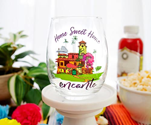 Disney Encanto Home Sweet Home Teardrop Stemless Wine Glass, Tumbler Cup For Cocktails | Holds 20 Ounces #TOP2