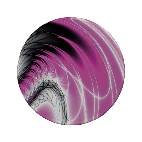 Preisvergleich Produktbild Rutschfreies Gummi-Rundmauspad fraktale digitale dynamische Energieflüsse Inspiriert von Artisan Fantasy Shapes Computerdruck Magenta-Schwarz 7.9"x7.9"x3MM