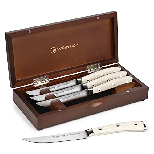 Wusthof Classic Ikon Creme Steak Knife Set with Wood Case (4 Piece)