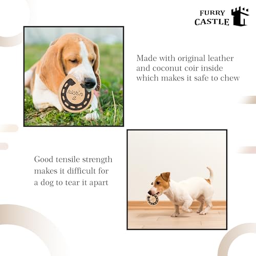 Image of Dog Toys Leather Horse Shoe Shape Perfect for Pets-Dog & Cats (Pack of 1, Tan)
