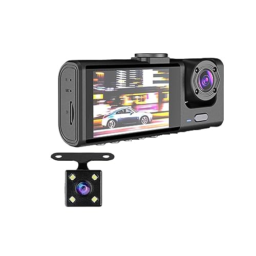 Grabadora de vídeo para coche HD 1080P con lente de 2/3 y tres cámaras de salpicadero