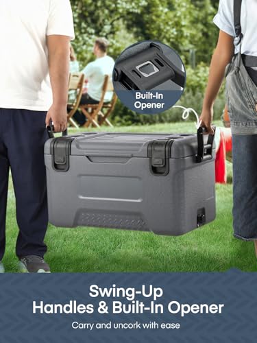 Cooler, Portable Hard Cooler with Dual Latches, Insulated Ice Chest with Swing-up Side Handles, Molded Ruler＆Cup Holders, Coolers Keeps Cool up to 6 Days, Camping Fishing Road Trips Beach, 47.5 QT - Thumbnail 3