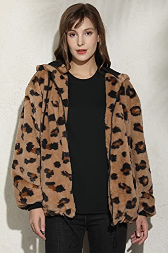 Women’s Plus Size Faux Fur Coat With 2 Side-Seam Pockets, The Fuzzy Jacket With Hood, For Winter Fall Artificial Mink Coat. #TOP6