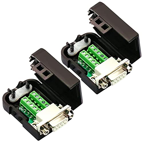 Conector DB9 hembra con tuerca sin soldadura, 2 piezas miniatura 1
