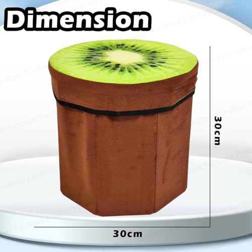 Image of FunBlast Multi-Functional Folding Storage Ottoman Box Organizer Cum Stool with Seat Cushion, Storage Boxes for Toys for Kids (Kiwi)