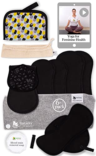 Non Slip Reusable Pads Menstrual Heavy Flow; 6-Pack (L+Xl) Organic Cotton Cloth Menstrual Pads; Washable Period Pads Menstrual; Reusable Incontinence Pads; Reusable Sanitary Pads For Care-Free Period #TOP27