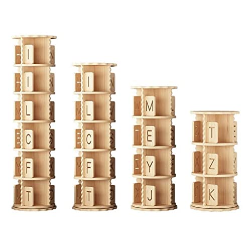 Rotating Bookcase, Stackable Storage Holder, Corner Bookshelf With Wheels, 6 Tier 360° Rotating Bookshelf, For Home Office Living Room Study ( Color : Original Wood , Size : Five Layers ) #TOP30