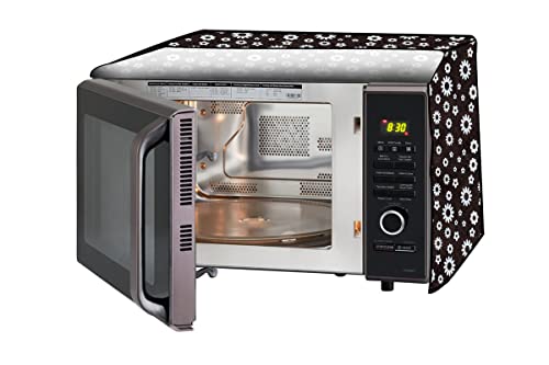 Image of Stylista PVC Microwave Oven Cover for Panasonic 20 L Convection NN-CT265MFDG, Floral Pattern White