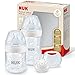 NUK Nature Sense Babyflaschen Twin Set | 0–18 Monate | 2 Anti-Kolik Flaschen mit Temperature Control Anzeige + 1 Schnuller | mit brustähnlichem Silikon Trinksauger | BPA-frei | Weiß | 3 Stück