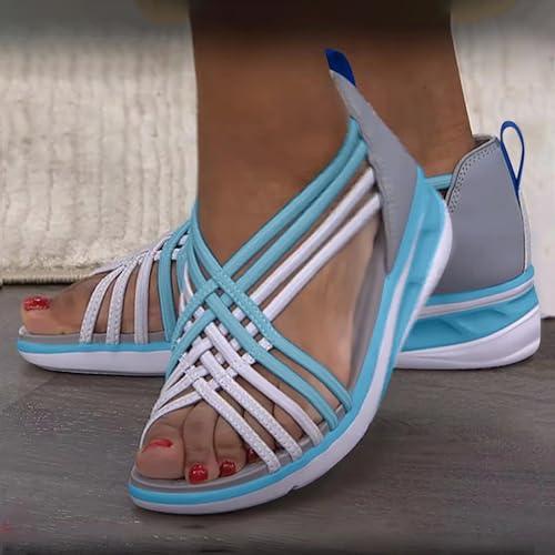 Gladiator Sandals for Women Multi-Strap Platform Wedges Wide Width Zipper Slippers Beach Outdoor Walking Roman Shoes2