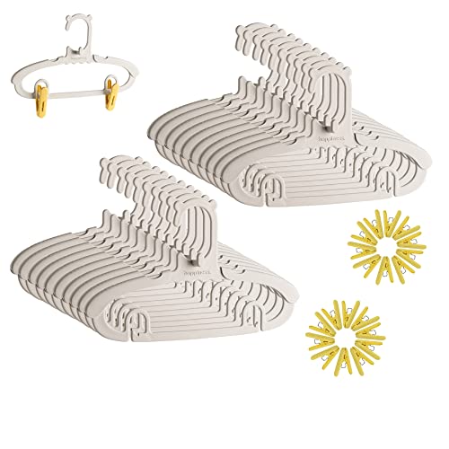 Image of Truelux Baby Hangers for Nursery Closet, Pack of 20 Grey Adjustable Kids Hangers with Non-Slip Clips for Infant Children