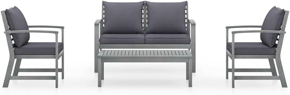 【Fast Shipments】 Garden Lounge Set Outdoor Furniture for Backyard Porch Poolside Balcony Lawn 4 Piece Garden Lounge Set with Cushions Solid Acacia Wood
