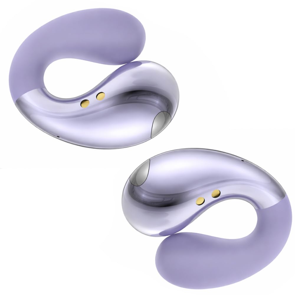 Ultra Open Ear Earbuds - Ergonomic Clip-On Earbuds, Bluetooth Over-Ear Headphones for Running, Wireless Buds with Stable Clip Design, Lightweight for All-Day Use, Aurora Purple-image-5