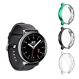 Seltureone (3 Pack Compatible for Samsung Galaxy Watch Active 2 44mm Case, Heavy-Duty Overall Full Body Protective TPU Anti-Scratch Cover for Active2 44mm (Clear,Black,Green)