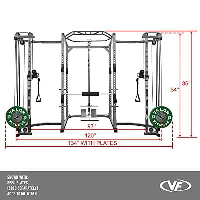 Valor Fitness Heavy Duty Power Rack Squat Cage - Pull Up Bar - Lat Pull or Cable Crossover Bundle Options Multi Functional Strength Training Home Gym Equipment