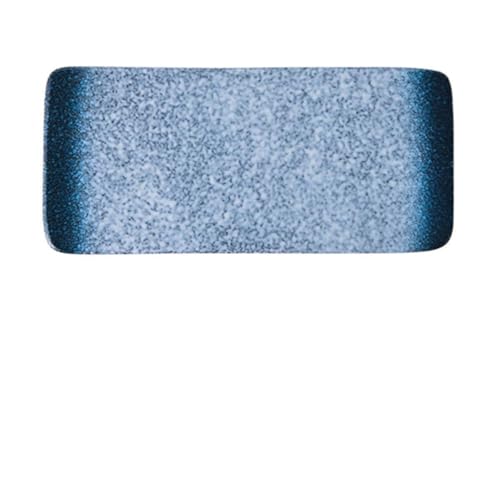 Plato rectangular cerámico estilo japonés 10" azul miniatura 1