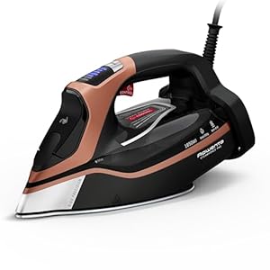 Rowenta SteamForce Pro Garment Steam Iron, 400 hole, Stainless Steel Soleplate, Vertical Steaming, Variable Steam Control, Auto Off, Black/Copper