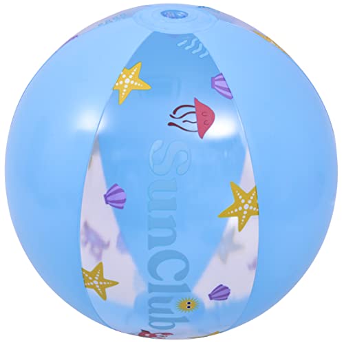 Sunclub Sport-Tec - Pelota De Playa Hinchable (40 Cm), Diseño De Animales Marinos, Color Azul