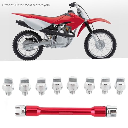 Image of Dirt Bike Spoke Wrench,10pc Motorcycle Spoke Wrench Set, Spoke Wrench Head Sizes 5.0-6.8mm With Storage Box Fits for XR CRF KLX TTR 50 70 110 250(C(red))