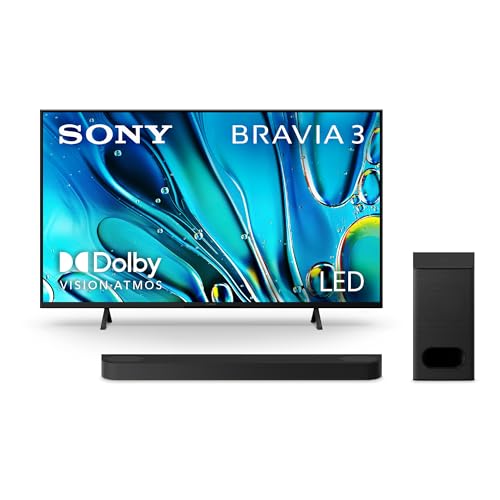 Image of Sony 43-Inch 4K Ultra HD BRAVIA 3 LED Smart TV (K-43S30) 2024 Model + BRAVIA Theater Bar 6 3.1.2ch Sound bar with Wireless Subwoofer Bundle