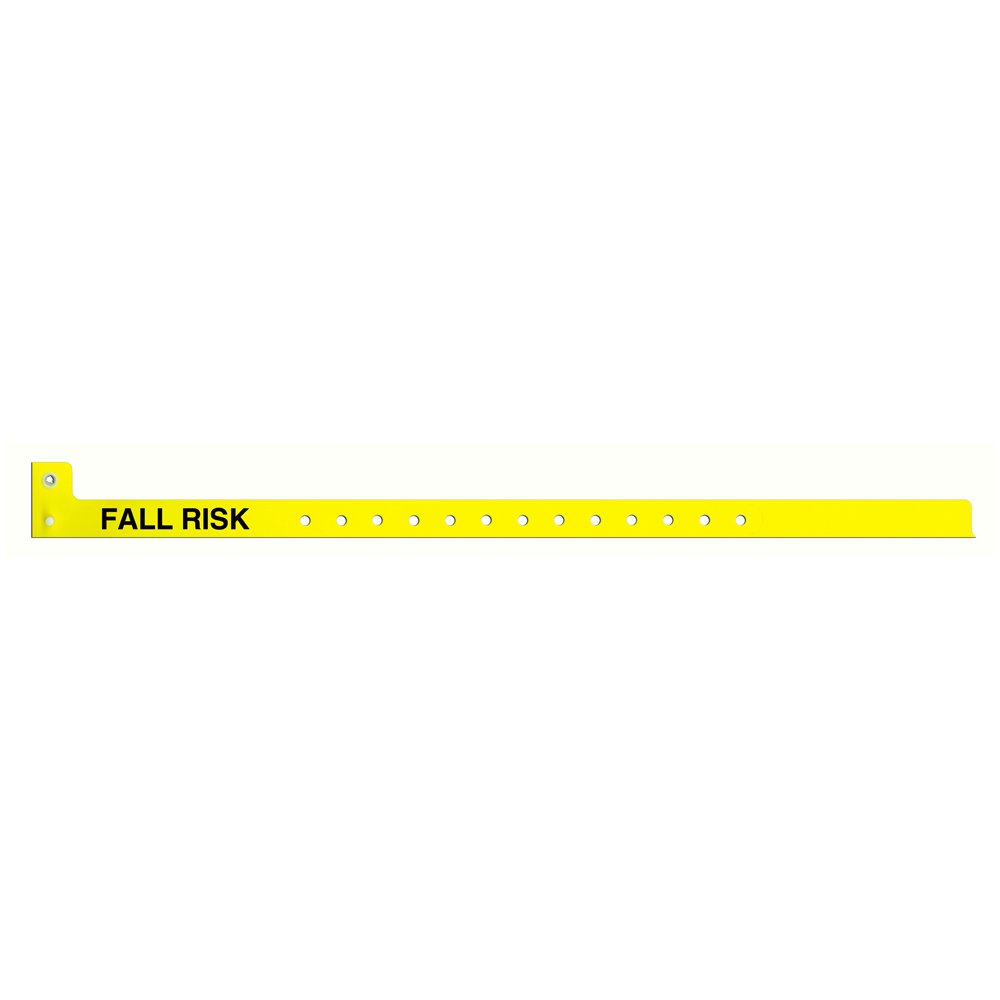 Sentry 5065-14-PDM Polyester Adult/Pediatric Alert Wristband, "Fall Risk" Pre-Printed, Permanent Snap Closure, Yellow (Box of 500)