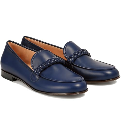 Image of MOOMMO Women Comfortable Suede Loafer Flats Round Closed Toe Slip On Penny Loafers Knitted Strap Oxford Loafer Shoes for Office Ladies Work Daily Casual Club Driver Flats Spring Elegant 4-11 M US