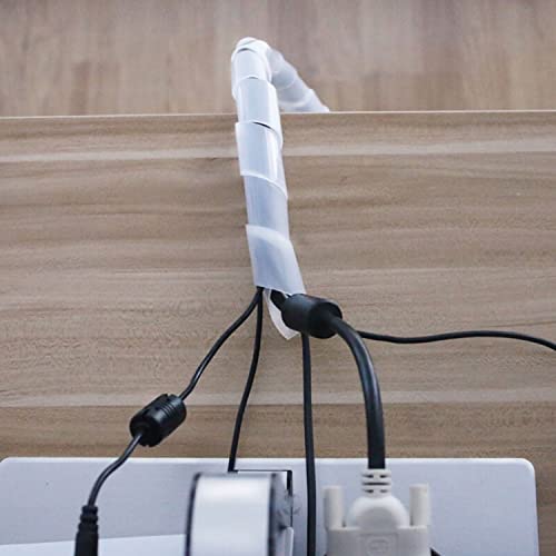 Spiral Cable Wrap - 20 Ft 1/2" Spiral Wire Wrap Cord Covers Bundle Sleeve Hose for Computer Electrical Wire Organizer-White (1/2 Inch-20Ft) by ALLWIN - Used condition - Image 6