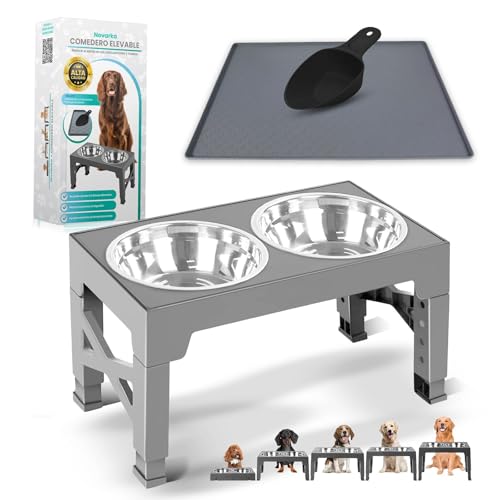 NOVARKA® Mega Comedero Perro Elevado con 5 Alturas | Incluye