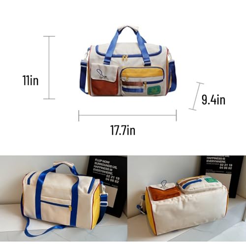 Gym Bag Travel Duffel Carry On Bag for Women Sports Waterproof Lightweight with Shoe Compartment Large Tote Bag (Brown)2