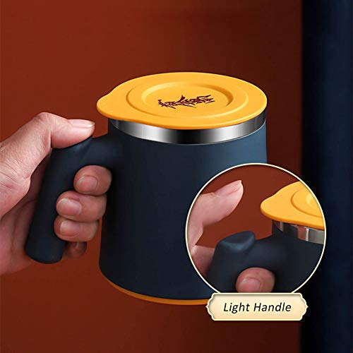 Taza de café de té de gran capacidad con doble pared de acero inoxidable portátil con mango (azul) - Imagen 6