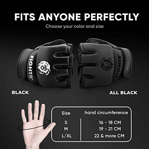 Guantes de MMA FIGHTR® - para una Estabilidad Ideal y Potencia de golpeo | Guantes de Grappling para MMA, Saco de Arena, Sparring y Entrenamiento | Incluye Bolsa de Transporte