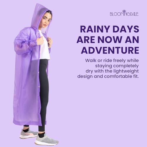 Image of Bloomingdale Rain Coat for Men & Women Waterproof Bike Raincoat for Men with Pant Set Reflective Raincoat for Women, Boys & Girls Adjustable Top and Bottom Rain Coat for Women with Bag - Black