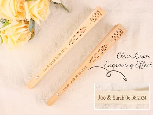 20 Abanicos de Madera Personalizados para Boda miniatura 2