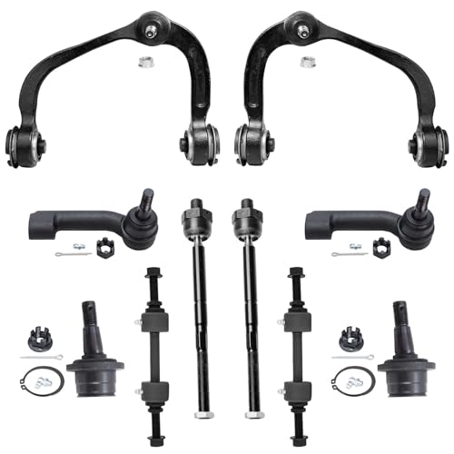 Image of Detroit Axle - Front 10pc Control Arms Kit for 2009-2014 Ford F-150, 2007-2014 Expedition Lincoln Navigator, 2 Upper Control Arms w /Ball Joints 2 Lower Ball Joints 4 Tie Rods 2 Sway Bars Replacement