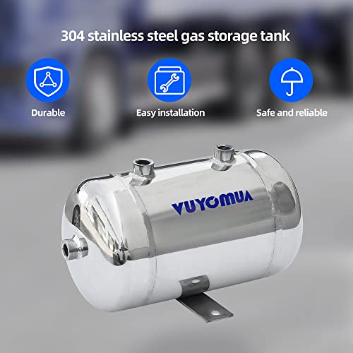 Image of 1 /4 inch NPT Air Compressors 0.8 Gallon Stainless Steel Portable Air Compressor Max 180PSI Air Reservoir Water Storage Tank for Truck, Car, Air Horn, Inflating Tires, Air Ride